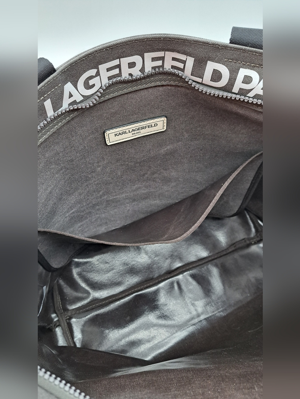 Karl Lagerfeld Paris Kristen Logo Tote Charcoal Grey - Picture 7 of 13